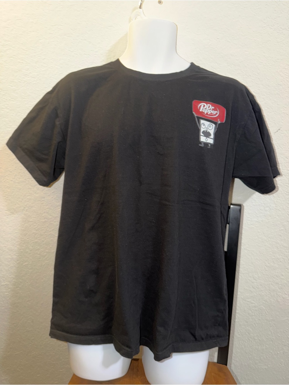 Forever 21 Black Tee with Red Dr Pepper Chest Graphic
